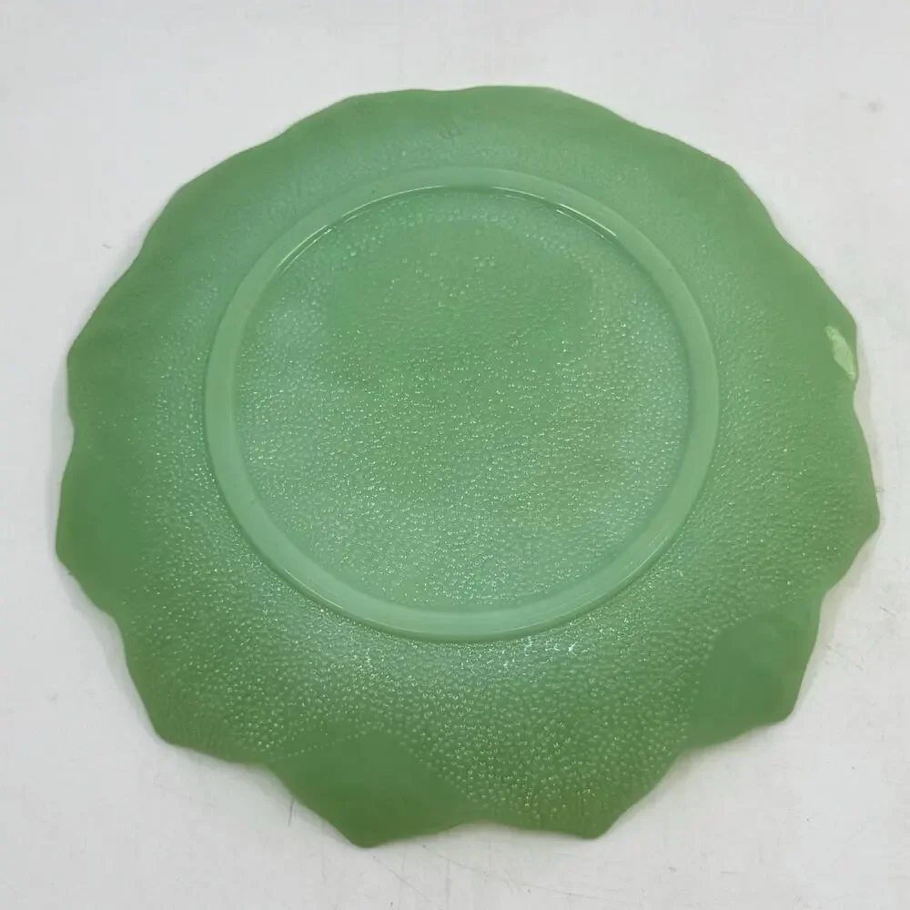 Vintage FIRE KING Milk Glass Jadeite Lotus Plate